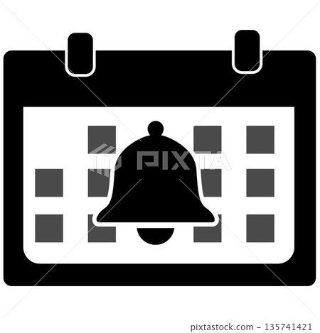Calendar notification bell icon. Calendar and bell icons for reminders symbol. Calendar icon with ringing bell sign. flat style. 135741421