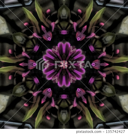 Pattern features mixed floral motifs in rich red, purple, pink, violet, and magenta tones, forming a vibrant and harmonious layered composition with elegant floral detail 135742427