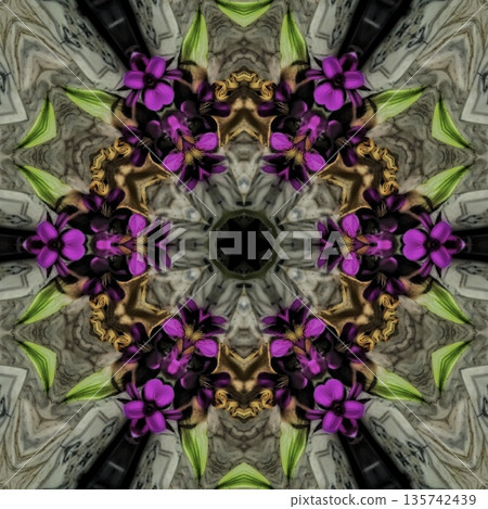 Pattern features mixed floral motifs in rich red, purple, pink, violet, and magenta tones, forming a vibrant and harmonious layered composition with elegant floral detail 135742439