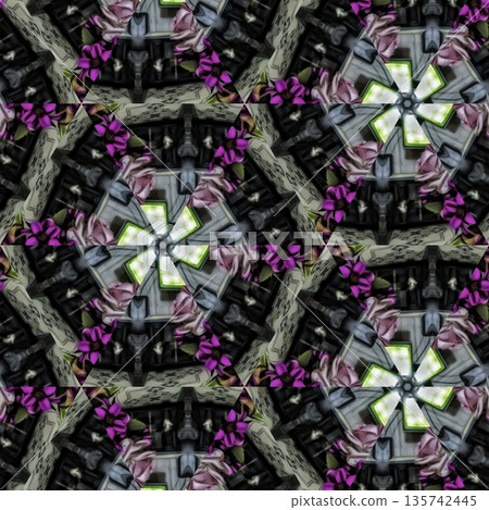 Pattern features mixed floral motifs in rich red, purple, pink, violet, and magenta tones, forming a vibrant and harmonious layered composition with elegant floral detail Pattern features mixed floral motifs in rich red, purple, pink, violet, and magenta tones, forming a vibrant and harmonious layered composition with elegant floral detail 135742445