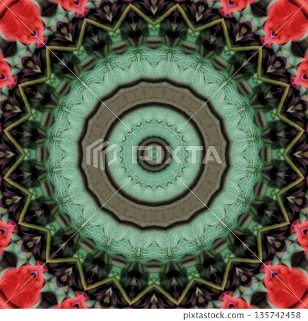 Pattern features mixed floral motifs in rich red, purple, pink, violet, and magenta tones, forming a vibrant and harmonious layered composition with elegant floral detail 135742458