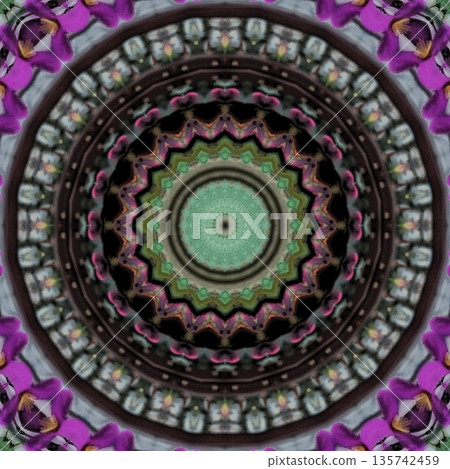 Pattern features mixed floral motifs in rich red, purple, pink, violet, and magenta tones, forming a vibrant and harmonious layered composition with elegant floral detail 135742459