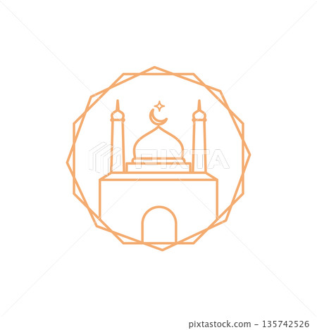 Mosque with a crescent moon 135742526