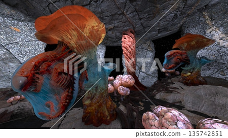 一個長著奇異植物的洞穴 一個長著奇異植物的洞穴 135742851