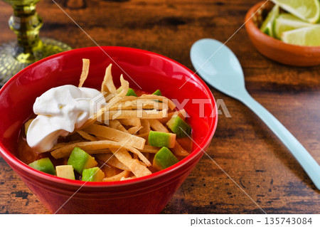 Sopa de Tortilla (Sopa Azteca) (Mexican cuisine) Sopa de Tortilla (Sopa Azteca) (Mexican cuisine) 135743084