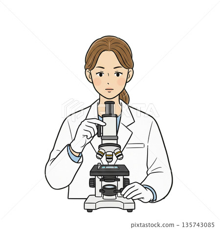 A woman looking through the microscope 135743085
