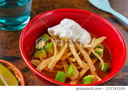 Sopa de Tortilla (Sopa Azteca) (Mexican cuisine) Sopa de Tortilla (Sopa Azteca) (Mexican cuisine) 135743109