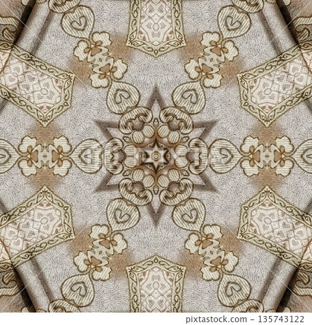 Mixed embroidery style design that combines traditional needlework from India, Pakistan, Turkey, Iran, and Africa, blending intricate stitches and cultural motifs into a unified textile design 135743122