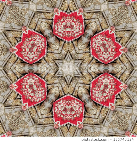 Mixed embroidery style design that combines traditional needlework from India, Pakistan, Turkey, Iran, and Africa, blending intricate stitches and cultural motifs into a unified textile design Mixed embroidery style design that combines traditional needlework from India, Pakistan, Turkey, Iran, and Africa, blending intricate stitches and cultural motifs into a unified textile design 135743154