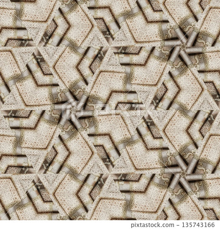 Mixed embroidery style design that combines traditional needlework from India, Pakistan, Turkey, Iran, and Africa, blending intricate stitches and cultural motifs into a unified textile design 135743166