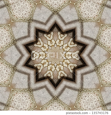Mixed embroidery style design that combines traditional needlework from India, Pakistan, Turkey, Iran, and Africa, blending intricate stitches and cultural motifs into a unified textile design 135743176
