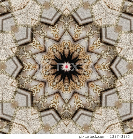 Mixed embroidery style design that combines traditional needlework from India, Pakistan, Turkey, Iran, and Africa, blending intricate stitches and cultural motifs into a unified textile design 135743185