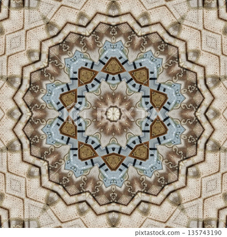 Mixed embroidery style design that combines traditional needlework from India, Pakistan, Turkey, Iran, and Africa, blending intricate stitches and cultural motifs into a unified textile design 135743190