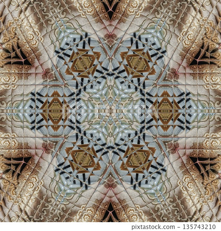 Mixed embroidery style design that combines traditional needlework from India, Pakistan, Turkey, Iran, and Africa, blending intricate stitches and cultural motifs into a unified textile design 135743210