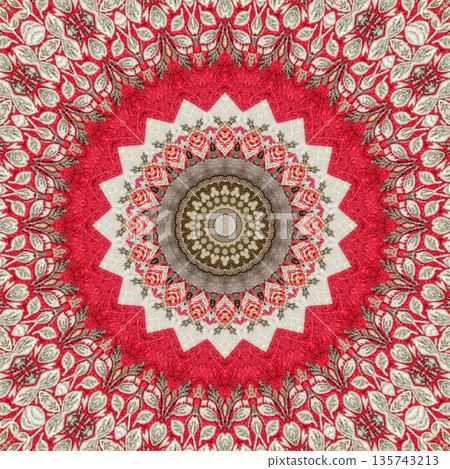 Mixed embroidery style design that combines traditional needlework from India, Pakistan, Turkey, Iran, and Africa, blending intricate stitches and cultural motifs into a unified textile design 135743213