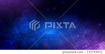 Abstract digital data binary code diagonal on blue background with square pattern light effect. Abstract digital data binary code diagonal on blue background with square pattern light effect. 135743633