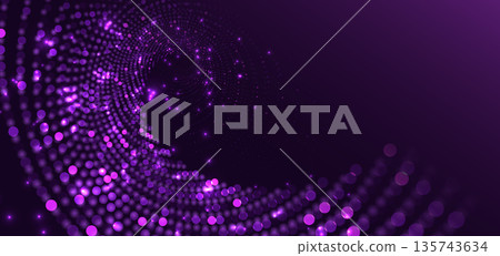 Technology futuristic dot purple glowing background. Futuristic data communication net work. 135743634