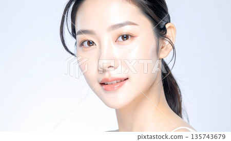 一個美麗的女人的肖像 135743679