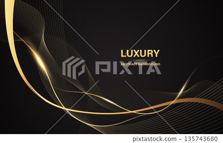 Abstract luxury element with gold light glow effect on black modern graphic design decoration for banner template background vector 135743680