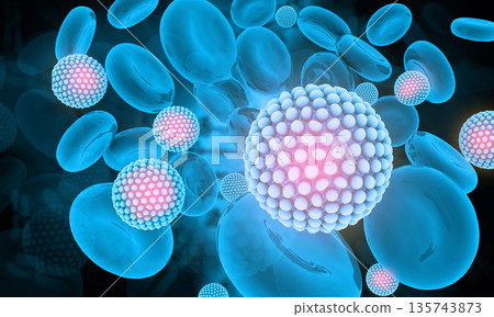 Virus with blood cells Virus with blood cells 135743873