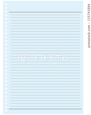 Illustration of a single piece of ruled 30-hole, 35-line loose-leaf paper (light blue) Illustration of a single piece of ruled 30-hole, 35-line loose-leaf paper (light blue) 135743894