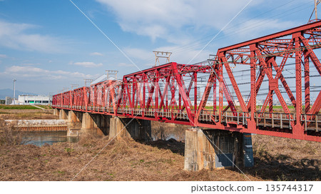 Keihan Main Line Ujigawa Railway Bridge spanning the Uji River, Yawata City, Kyoto Prefecture Keihan Main Line Ujigawa Railway Bridge spanning the Uji River, Yawata City, Kyoto Prefecture 135744317