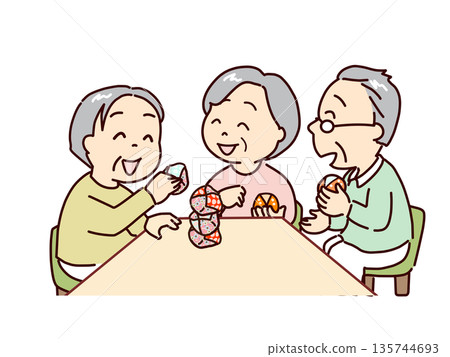 堆疊豆袋：老年人的肌肉訓練、大腦訓練和娛樂活動 135744693