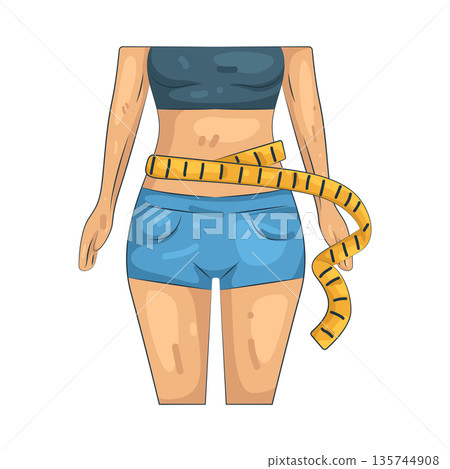 Illustration of woman's torso with measuring tape Illustration of woman's torso with measuring tape 135744908