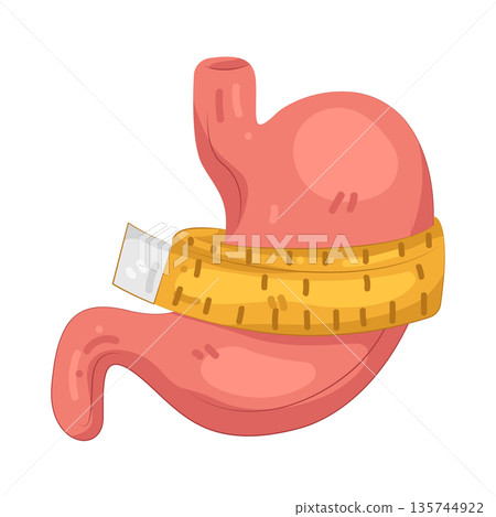 Illustration of stomach with measuring tape Illustration of stomach with measuring tape 135744922