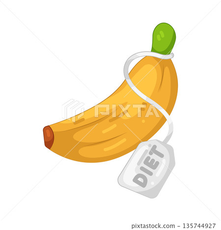 Illustration of Banana with a diet tag 135744927