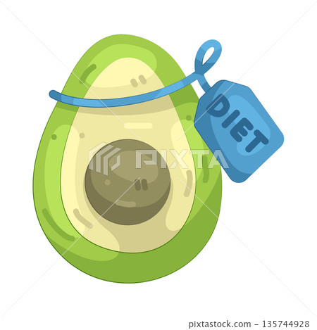 Illustration of Avocado with a diet tag Illustration of Avocado with a diet tag 135744928