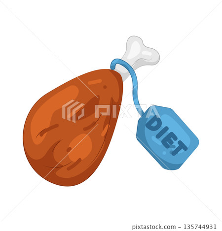 Illustration of Fried chicken with a diet tag Illustration of Fried chicken with a diet tag 135744931