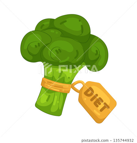 Illustration of Broccoli with a diet tag 135744932