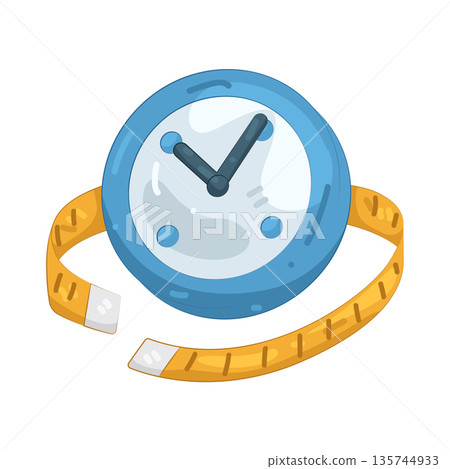 Illustration of clock with measuring tape 135744933