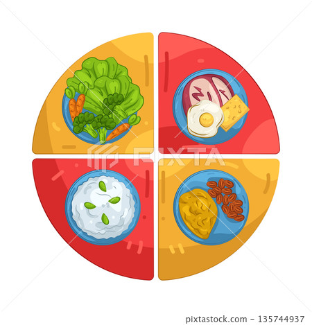Illustration of Healthy food and dieting concept 135744937
