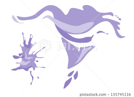 Light violet layered motion shape with splash accent and wave-like extension. Pure vector composition with color accents for creative industries branding, digital posters, pastel-toned illustrations. Light violet layered motion shape with splash accent and wave-like extension. Pure vector composition with color accents for creative industries branding, digital posters, pastel-toned illustrations. 135745116