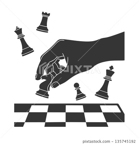 國際象棋手形輪廓圖標 國際象棋手形輪廓圖標 135745192
