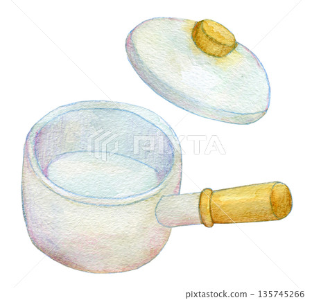 Watercolor illustration, hand-drawn milk bread 135745266