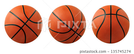 Collection of orange basketball balls isolated on white Collection of orange basketball balls isolated on white 135745274