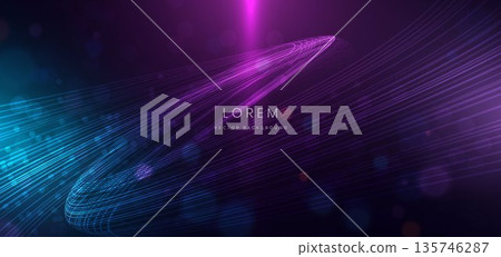 Abstract wave lines glowing background. Technology futuristic speed movement concept. 135746287