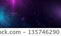 Abstract circles lines glowing background. Technology futuristic speed movement concept. 135746290