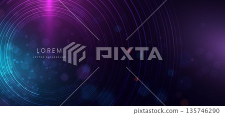 Abstract circles lines glowing background. Technology futuristic speed movement concept. 135746290