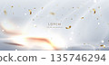 Abstract luxury white background with gold lighting and confetti effect sparkle. 135746294