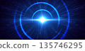 Hi speed blue light lines with lighting effect and sparkle on dark blue background. 135746295