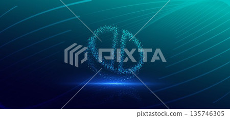 Particle futuristic medical icon hi tech on dark blue background. Icon pharma concept. Particle futuristic medical icon hi tech on dark blue background. Icon pharma concept. 135746305
