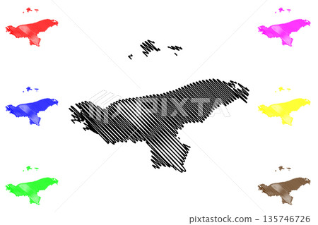 Het Hogeland municipality (Kingdom of the Netherlands, Holland, Groningen, Grunn or Grinslan province) map vector illustration, scribble sketch Het Hogeland map 135746726
