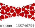 Abstract banner with red hearts, scattered on a transparent background. Romantic wallpaper for Valentine's Day designs, weddings, love and romantic decorations. PNG and Vector illustration 135746754