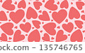 Seamless pattern with scattered pink hearts. Romantic vector background with heart shapes for Valentine's Day designs, weddings, love and romantic decorations. Vector illustration 135746765