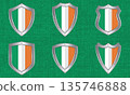 Set of metal shields with the Irish flag 135746888
