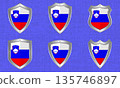 Set of metal shields with the Slovenian flag 135746897